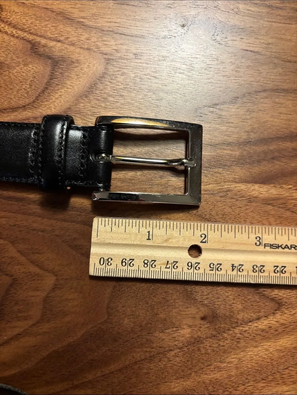 Brooks Brothers Silver Buckle Black Leather Dress Belt - 42